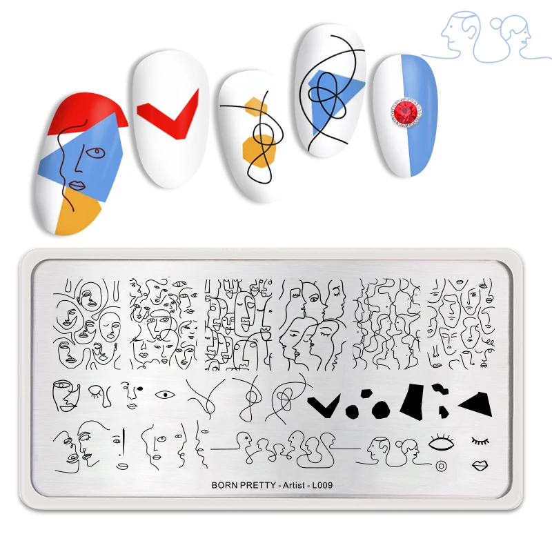 

BORN PRETTY Rectangle Nail Stamping Plates Lines Nail Art Image Stamp Template Stencil Artistic Summer Theme for For Print Nails