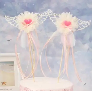 

5pcs Flower Love Wing Cake Decoration Plug-in Birthday Party Cake Decoration Wedding Cake Ornaments