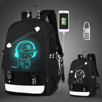 

Fashion Anti-thief Teenage Backpack for Boy Girl Luminous School Backpack Waterproof Outdoor Casual Backpack USB Charging Port