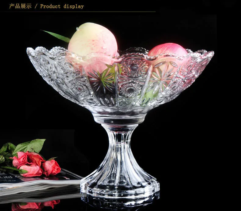 Европейский прозрачный высокий кристалл Оригинальная тарелка для фруктов Салатница десерт лоток ZP01211455