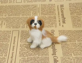 

small simulation sitting dog plastic&fur St. Bernard dog model about 10x7cm gift a150