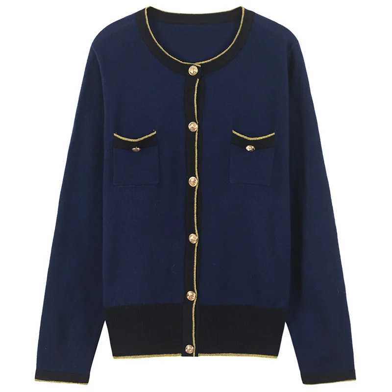 تقع 2019 جديد نوع من محبوك دعوى عالية الخصر طويل الأكمام الذهب سترة مشغولة من الصوف + بنطلون مستقيم اثنين قطعة دعوى النساء