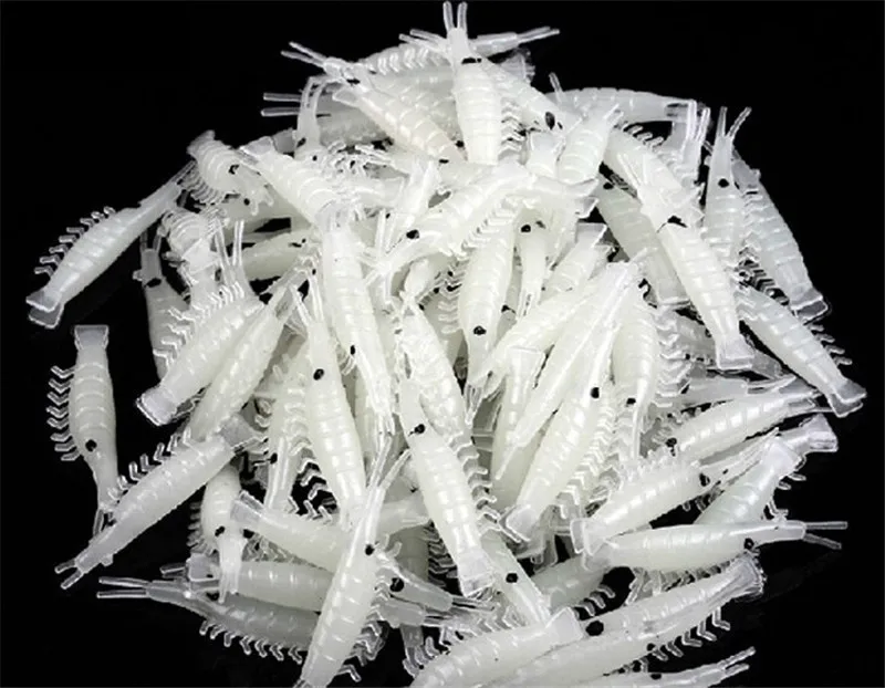 3CM Lifelike Luminous Shrimp Silicone Soft Bait Glow in the Dark Fishy Smell Shrimps Fishing Lure 10PCSLOT (5)