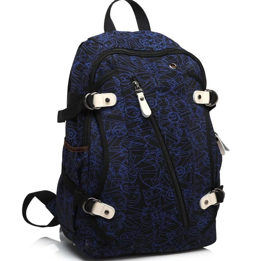 Мужская коричневая Повседневная стильная холщовая школьная сумка через плечо, рюкзаки рюкзак mochilas застежка-молния - Цвет: Blue Letter printing
