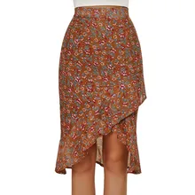 Страусиная популярная женская юбка Новое поступление Женская летняя шифоновая высокая эластичная юбка с цветочным принтом повседневные шорты юбка