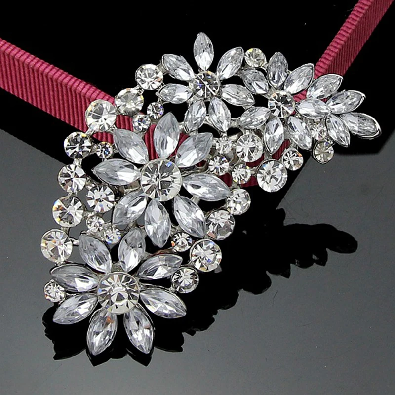 Broche de diamantes de imitación de cristal de Flor Grande Nupcial Diamante Boda Broche Pin