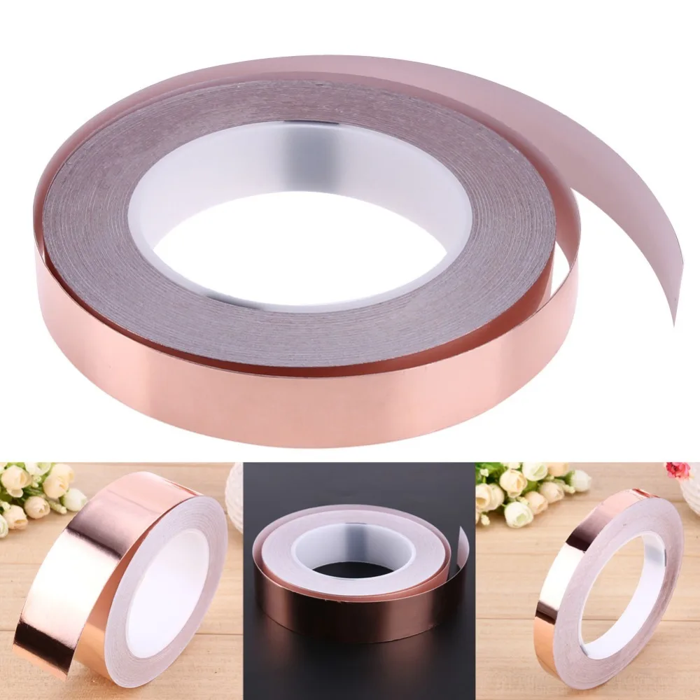 30 Meters Single Side Conductive Copper Foil Tape Strip Adhesive EMI Shielding Heat Resist Tape 5mm 6mm 8mm 10mm