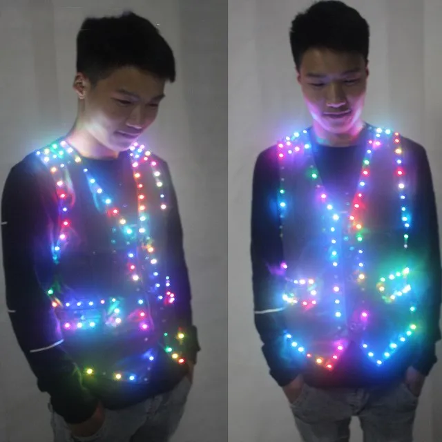 

LED colorful flashing vest Laser Costume Nightclub bar singer DS stage costumes