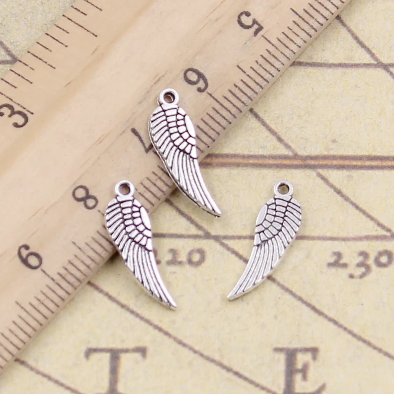 30pcs Charms Angel Wings 19x5mm Tibetan Bronze Silver Color Pendants Antique Jewelry Making DIY Handmade Craft