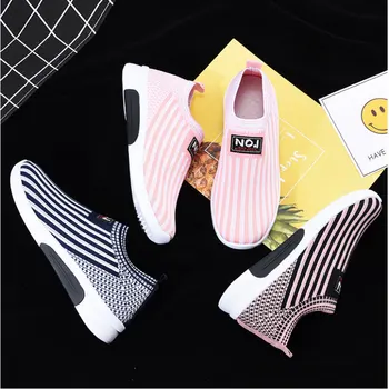

2019 Autumn Casual Women Loafers Ladies Comfortable Flat Shoes Stripe Luxury Female Slip On Shoe Creepers Platform Shoes