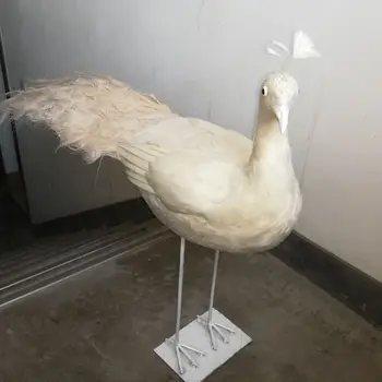 

real life toy bird large 150cm white feathers peacock model handicraft garden Decoration props gift h0988
