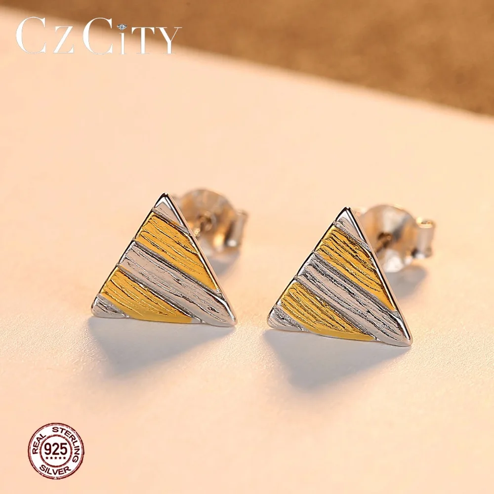 CZCITY Новый Boho Матовый Треугольник дизайна серьги со шпилькой для женщин простая