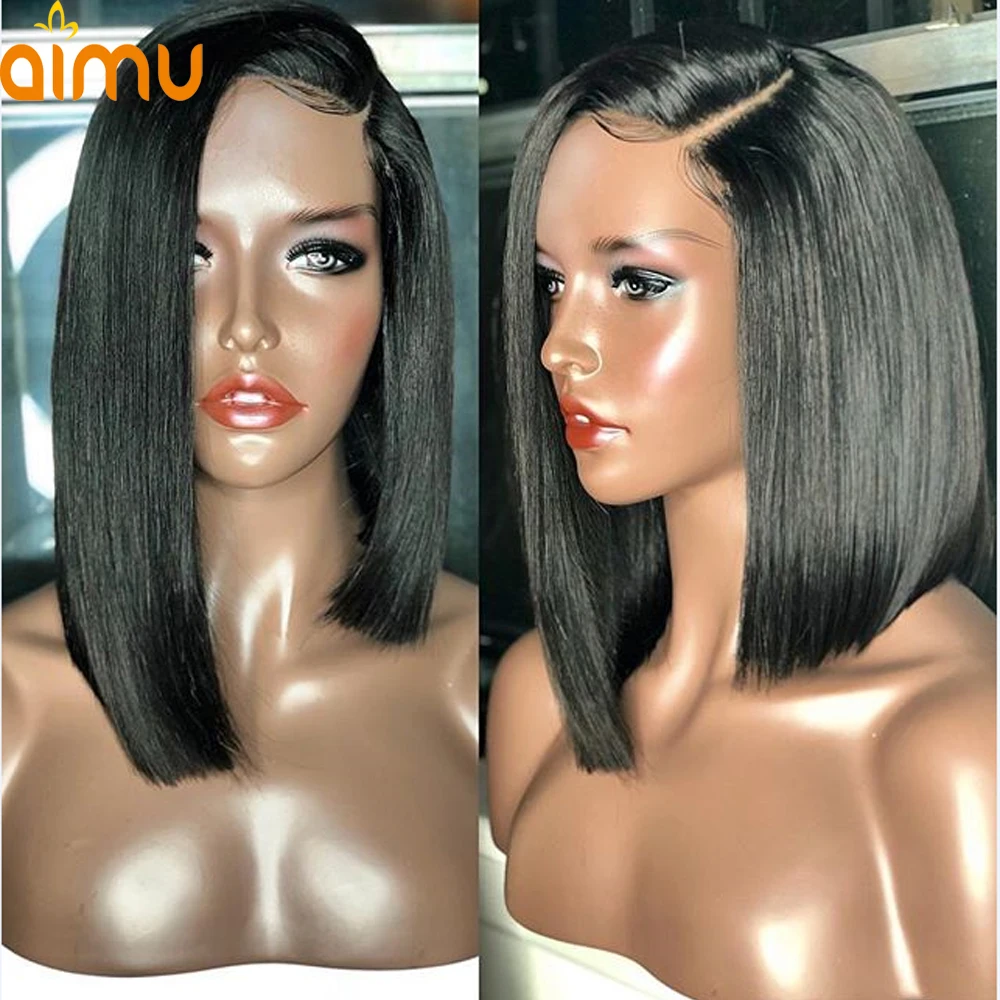 

13X6 Deep Part Bob Lace Front Wigs With Baby Hair 250 Density Pre Plucked Brazilian Virgin Human Hair Short Wig For Black Women