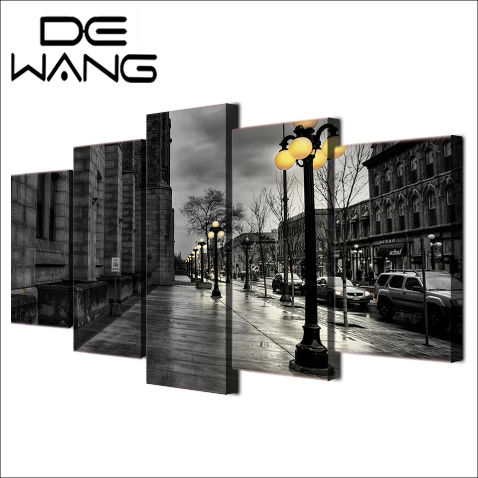 5 Painting Wall Art Canvas Modern Painting London Street Black And