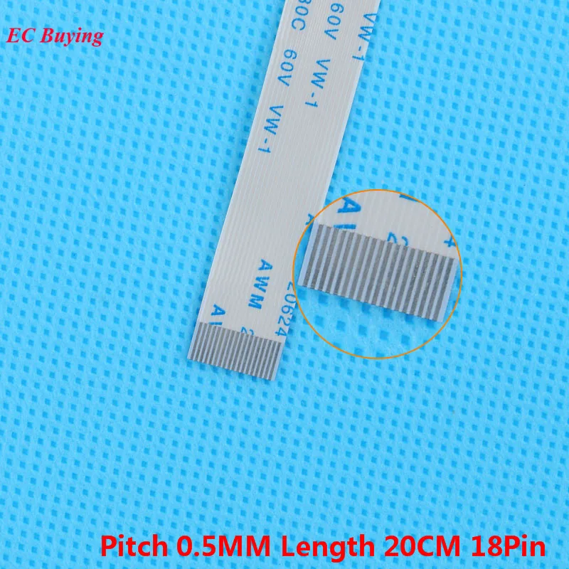 5Pcs FFC 200mm Length 18 Pin Ribbon Cable 18Pin Flat Cable Reverse