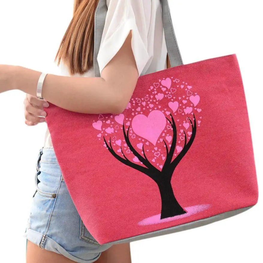 High Capacity Cute Printing Women Canvas Tote Bags Shoulder Bag Casual