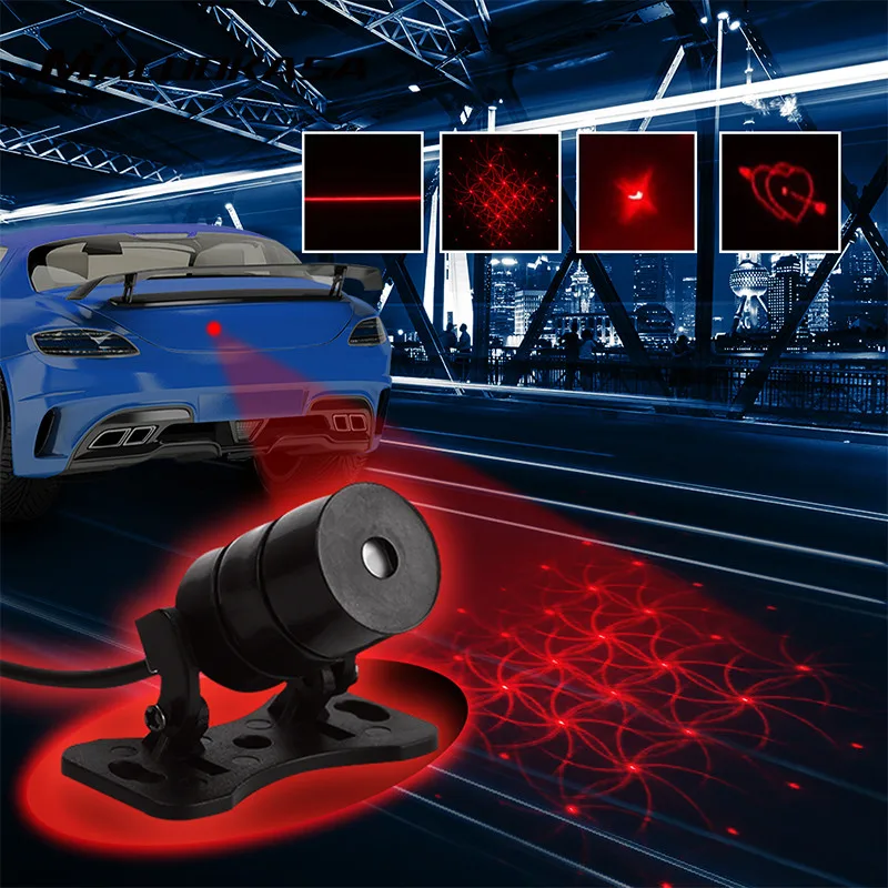 

Universal LED Car Motorcycle Laser Fog Light Anti Collision Tail Lamp Auto Moto Braking Parking Signal Warning Lamps Car Styling