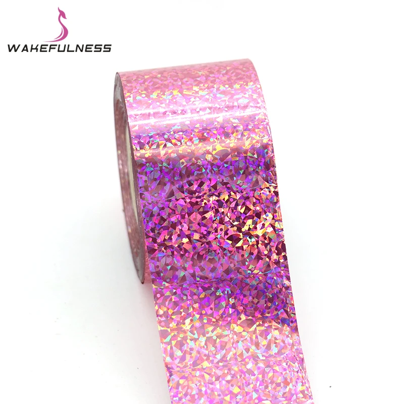 

120M*4CM Starry Sky Pink Cat's Eye Holographic Nail Transfer Foils Rainbow Laser Nail Art Stickers Decals Manicure Decorations