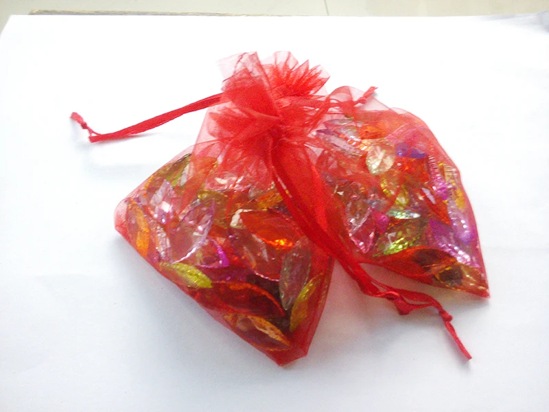 

500pcs 11*16 Red gift bags for jewelry/wedding/christmas/birthday Organza Bags with handles Packaging Yarn bag