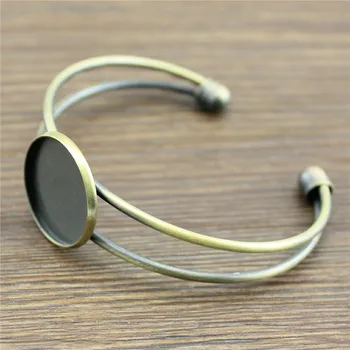 

1pcs 7 Styles Fit 20mm Glass Cabochon Antique Bronze Brushed Color Settings Bangle Setting Blank Tray DIY Jewelry Accessories