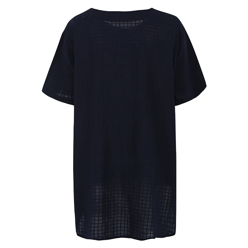 Algodón Sólido Casual Oversized blanco Corta Lino Más Femme Manga Botón Irregular Tamaño Camisa Top borgoña Mujeres Dark De Chemise Blusa Hem Blue PtRqdAPZw