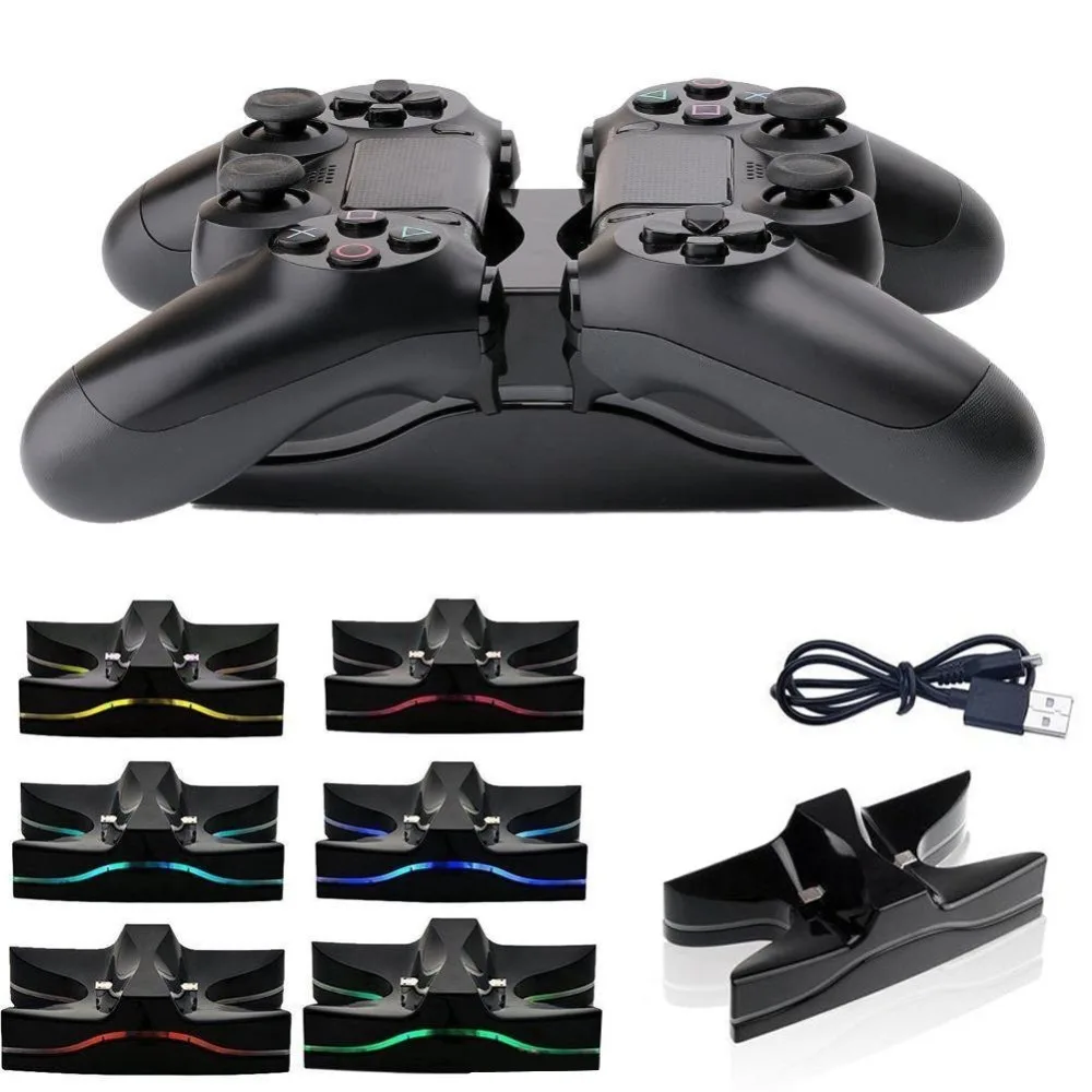 

PS4 Controller Colorful UFO LED Charger Stand DC 5V Dual Controllers Fast Charging Dock Station for Playsation 4 PS4 Gamepad