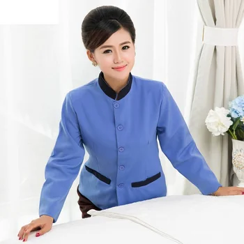 

(10 set-Coat&Pant)Cleaning service long-sleeve work wear female pa uniforms winter plus size attendant overalls with trousers