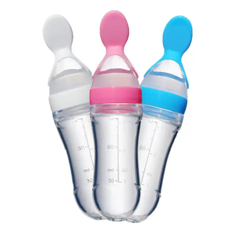 Squeezing Feeding Bottle Silicone Newborn Baby Training Rice Spoon