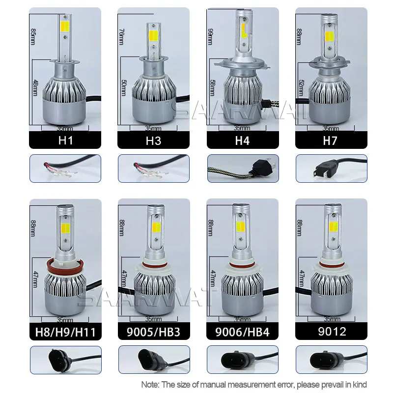 Пара Dual-Цвета 6000K белый 3000 К Янтарный 11400LM светодиодный фары лампы H4 9003 HB2 H7 H8 H9 H11 H16(Япония) 9005 HB3 H10 9006 HB4 9012