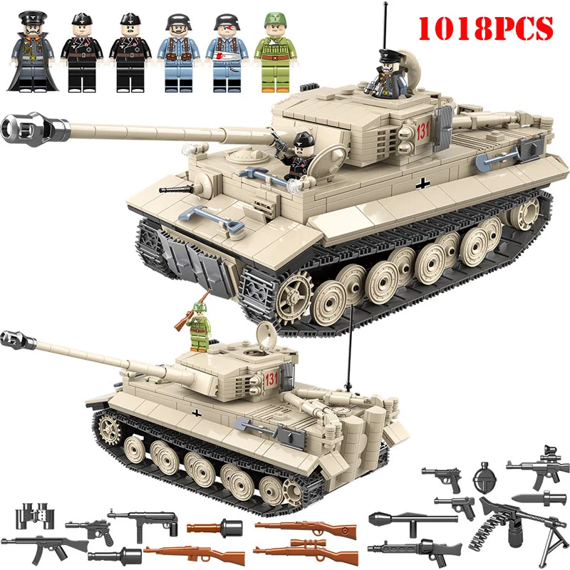 

Military World War II Tiger Tank Building Blocks Compatible Legoing City WW2 Technic Army Figures Weapon Brick Toys For Children