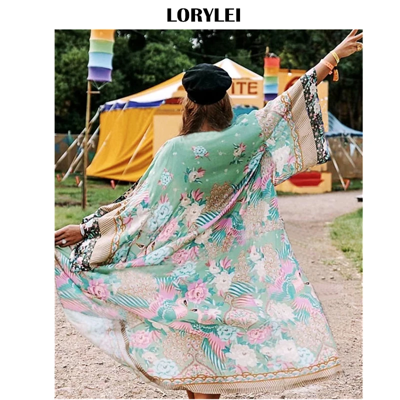 

2019 Green Bohemian Printed Summer Pareo Beach Cover Up Chiffon Tunic Women Beachwear Kimono Cardigan Bikini Wrap Sarongs N813