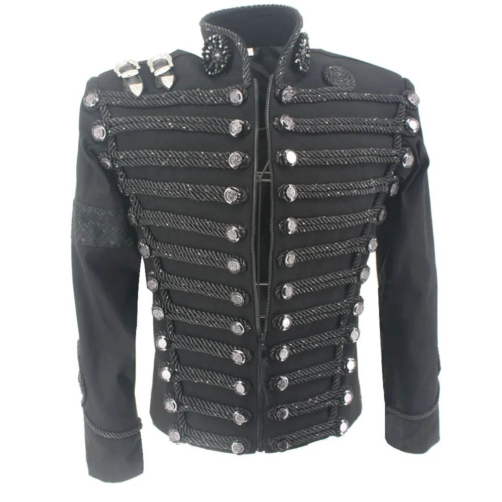 Rare MJ Michael Jackson England Style Retro Black Militray Jacket Handmade Punk Men Outerwear Tailor Made High Quality