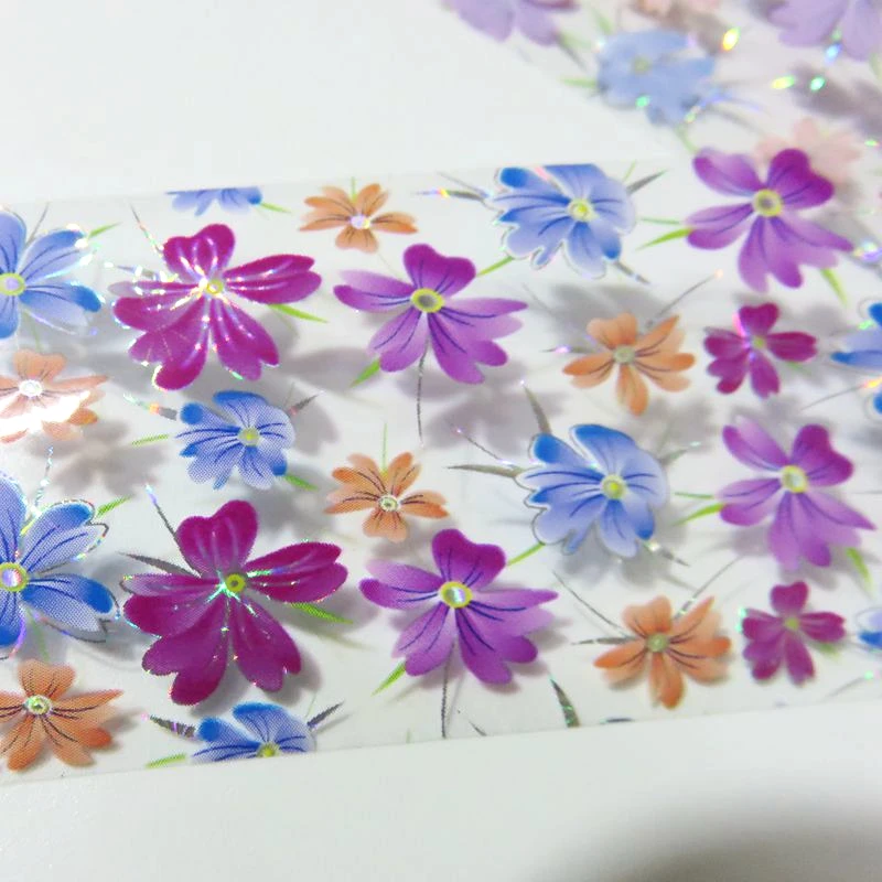 100 см Модный Фиолетовый Синий Фольга для ногтей красочные цветы переводные наклейки DIY леди ногти Маникюр украшения для ногтей