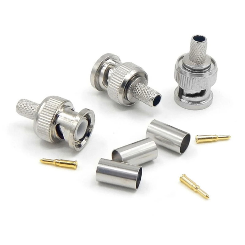 

10pcs/lot BNC male crimp plug for RG59 coaxial cable RG59 BNC Connector BNC male 3-piece crimp connector plugs AC23 Freeshipping