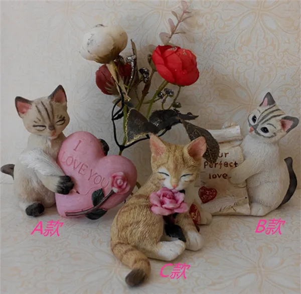 Cat Figures Resin toys car home office decoration gfits 5 styles - 1