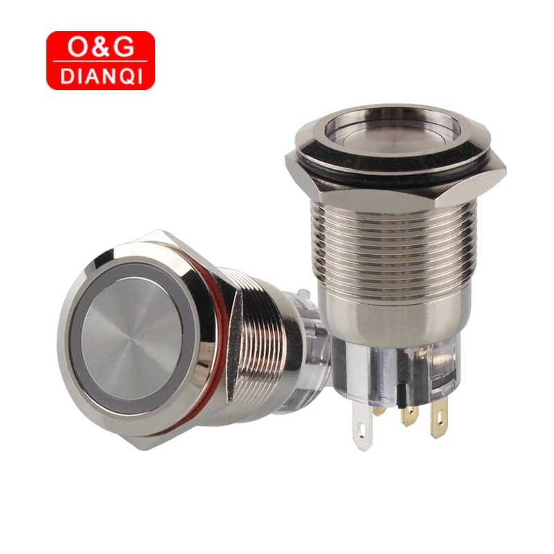 

19mm Metal Waterproof Push Button Switch Self locking Momentary Button Switch Ring Led Switch for Computer Boat Speaker