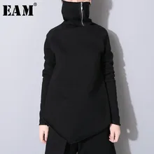 Sudadera holgada asimétrica de manga larga para mujer, jersey con cuello alto, moda, tendencia OB196, 2021
