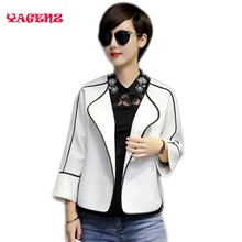 Куртка Верхняя одежда Весна Новая мода Большой размер Vround шеи шить случайные с длинным рукавом Короткий раздел женский жакет