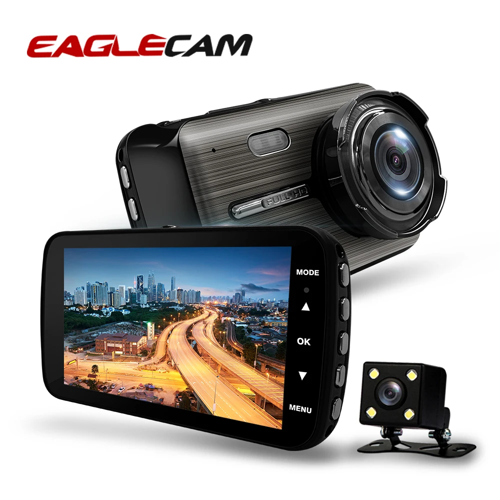 

Car DVR Dual Lens Dash Cam Full HD 1080P 4" IPS Vehicle Camera G-sensor Parking Mode WDR Front+Rear Night Vision Video Recorder