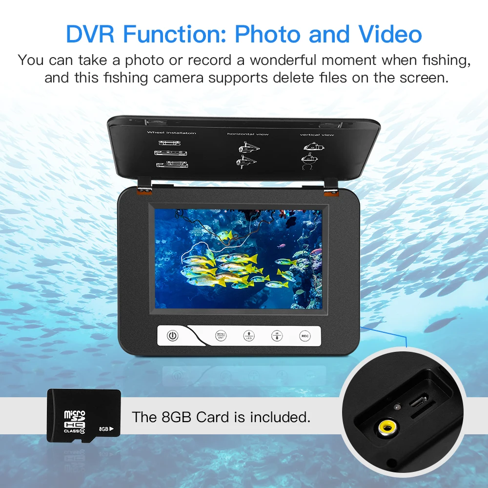 Eyoyo EF15R 15 М Подводная рыболовная камера " рыболокатор видео камера Белый и инфракрасный ночное видение светодиодный DVR 8 ГБ для подледной рыбалки
