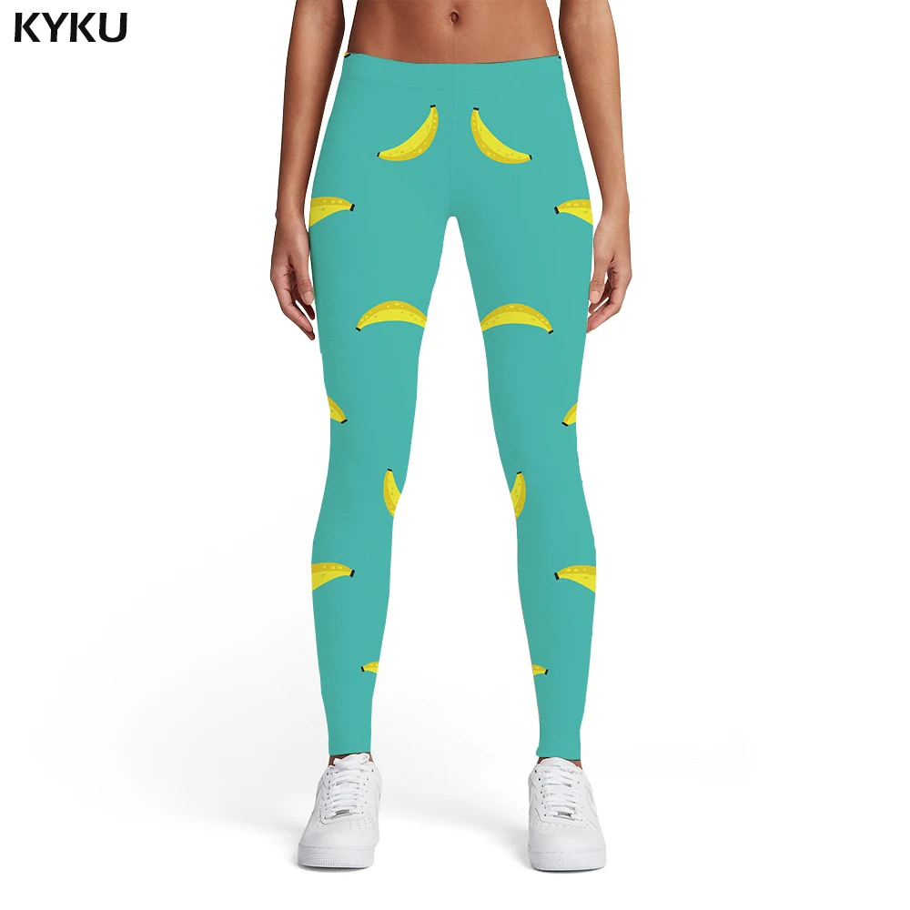 

KYKU Brand Banana Leggings Women Fruit Printed pants Harajuku Trousers Art Ladies Abstract Spandex Womens Leggings Pants