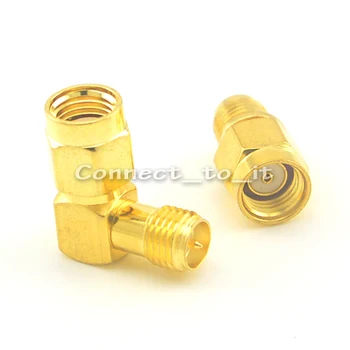 

100pcs/lot RP-SMA Male to RP-SMA Female straight + RP-SMA Male to RP-SMA Female Rightangle Connector Adapter Goldplated