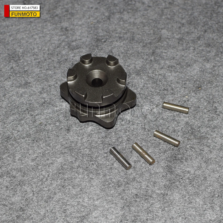 

STAR GEAR WITH 4 PINS FOR JIANSHE ATV 250-3-5 OR LONCIN ATV 250-F THE PARTS IN RED CIRCLE NO. 3 AND 4 PARTS CODE IS FG-500751-0