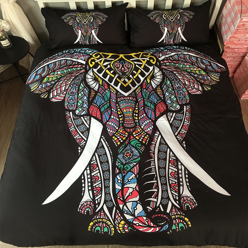 Bohemia Bedding Linen Set Adults Bed Clothes Microfiber Elephant