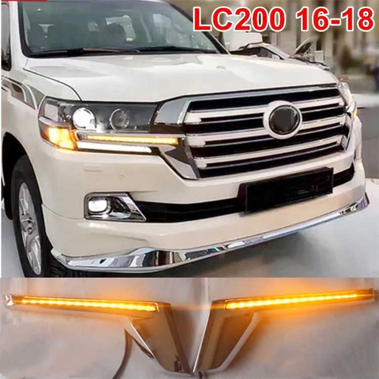 RQXR фара+ светодиодный желтый указатель поворота с полоской стример для Toyota Land Cruiser LC200 URJ200 GRJ200 4000 4600 5700