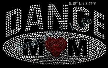 

Free shipping hot fix rhinestone transfer motifs Dance Mom Oval red with white crystal for clothing