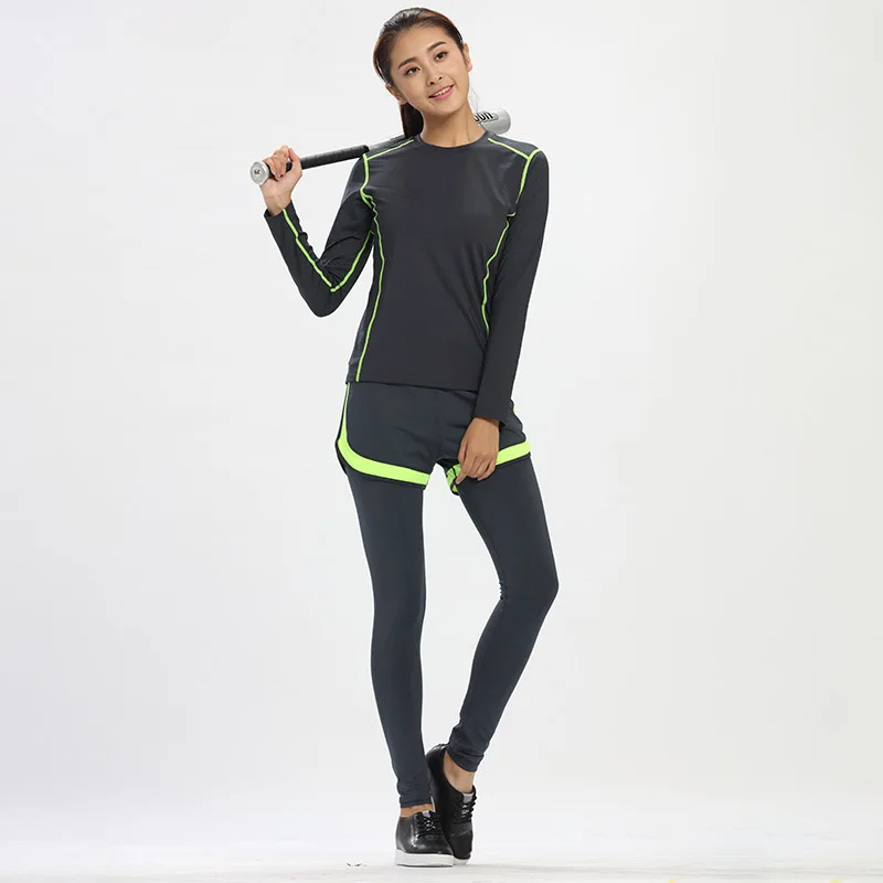 Spring Autumn Women font b Fitness b font Suits Elastic Moisture wicking Sportswear Sets Yoga Dancing