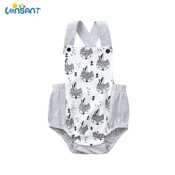 

LONSANT Children Clothing Summer Newborn Baby Cartoon Fox Print Backless Romper Jumpsuit Clothes For Girls infantil N0