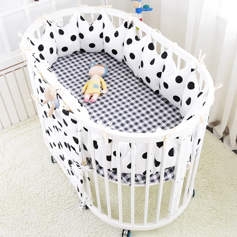 5 Pieces Ensemble Style Nordique Rond Rectangle Forme Ovale Bebe Berceau Pare Chocs Confortable Bebe Ensemble De Literie Coton Bebe Lit Pare Chocs Drap De Lit Aliexpress