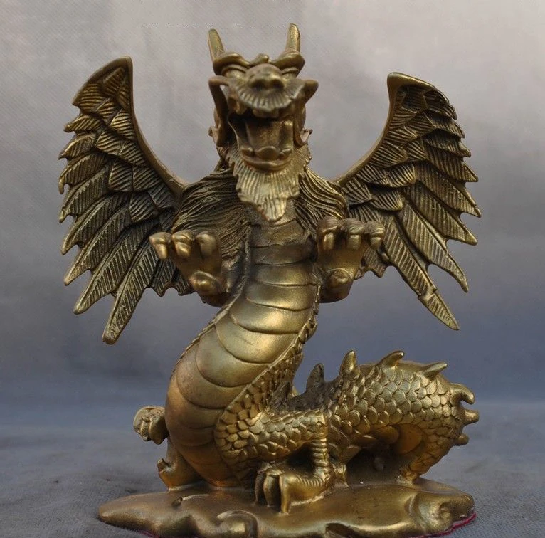 Details about old Chinese Feng Shui brass auspicious wing Zodiac animal